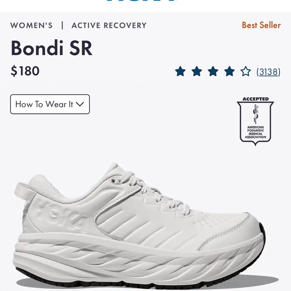 Hoka Bondi SR Women's Athletic Shoes - White